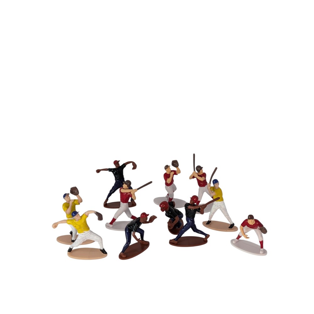 Vintage Baseball Cake Toppers Plastic Player Action Figures Lot of 11 Multicolor
